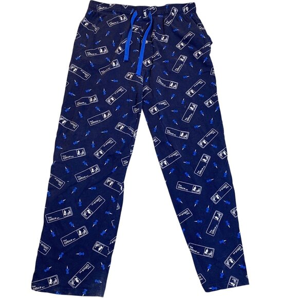 The Office Mens Lounge Pants Large Blue Drawstring Cotton Relaxed Fit Novelty Sl - Picture 1 of 9
